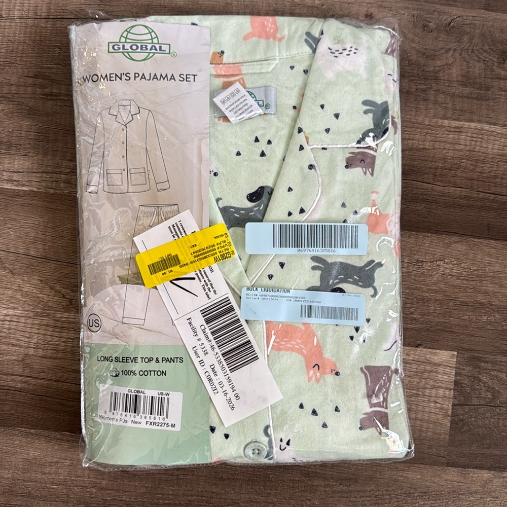 Global pajama set dog print 100% cotton size medium